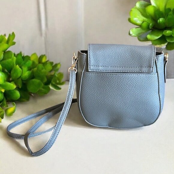 Kedzie - Camden Vegan Leather Mini Messenger Bag - Grey with Detachable Strap - Picture 2 of 5